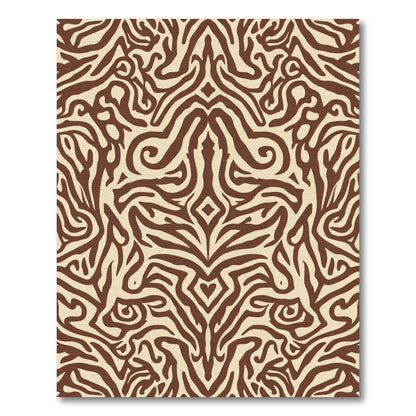 Rich Brown Abstract Organic Swirl Rug
