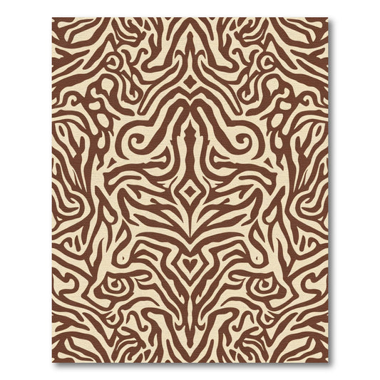 Rich Brown Abstract Organic Swirl Rug