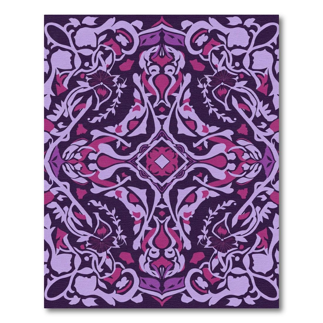 Dark Purple Pink Floral Medallion Rug