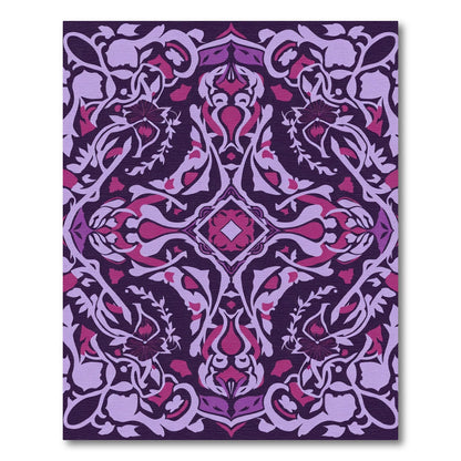 Dark Purple Pink Floral Medallion Rug