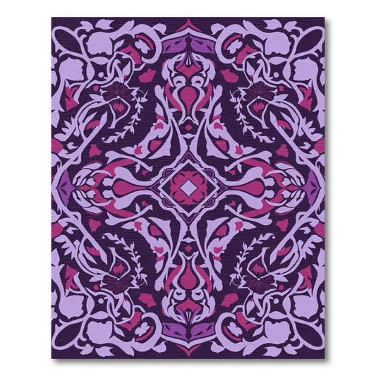 Dark Purple Pink Floral Medallion Rug