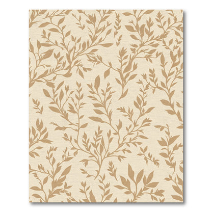 Warm Beige Botanical Branch Cluster Rug