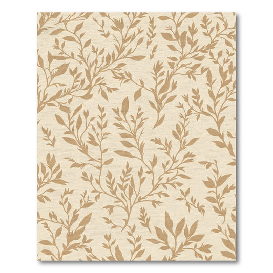 Warm Beige Botanical Branch Cluster Rug