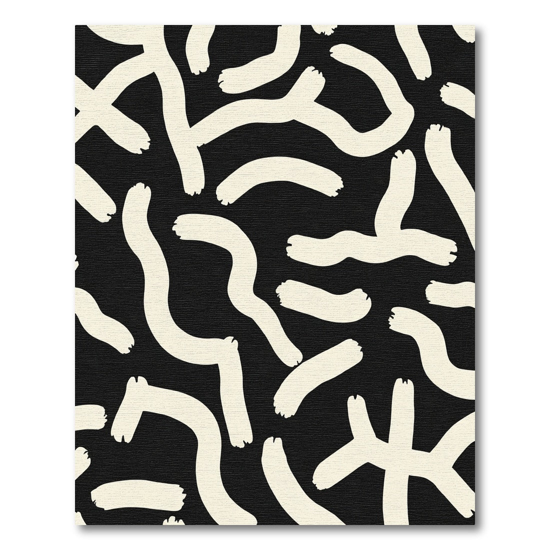 Black Cream Brushstroke Abstract Rug