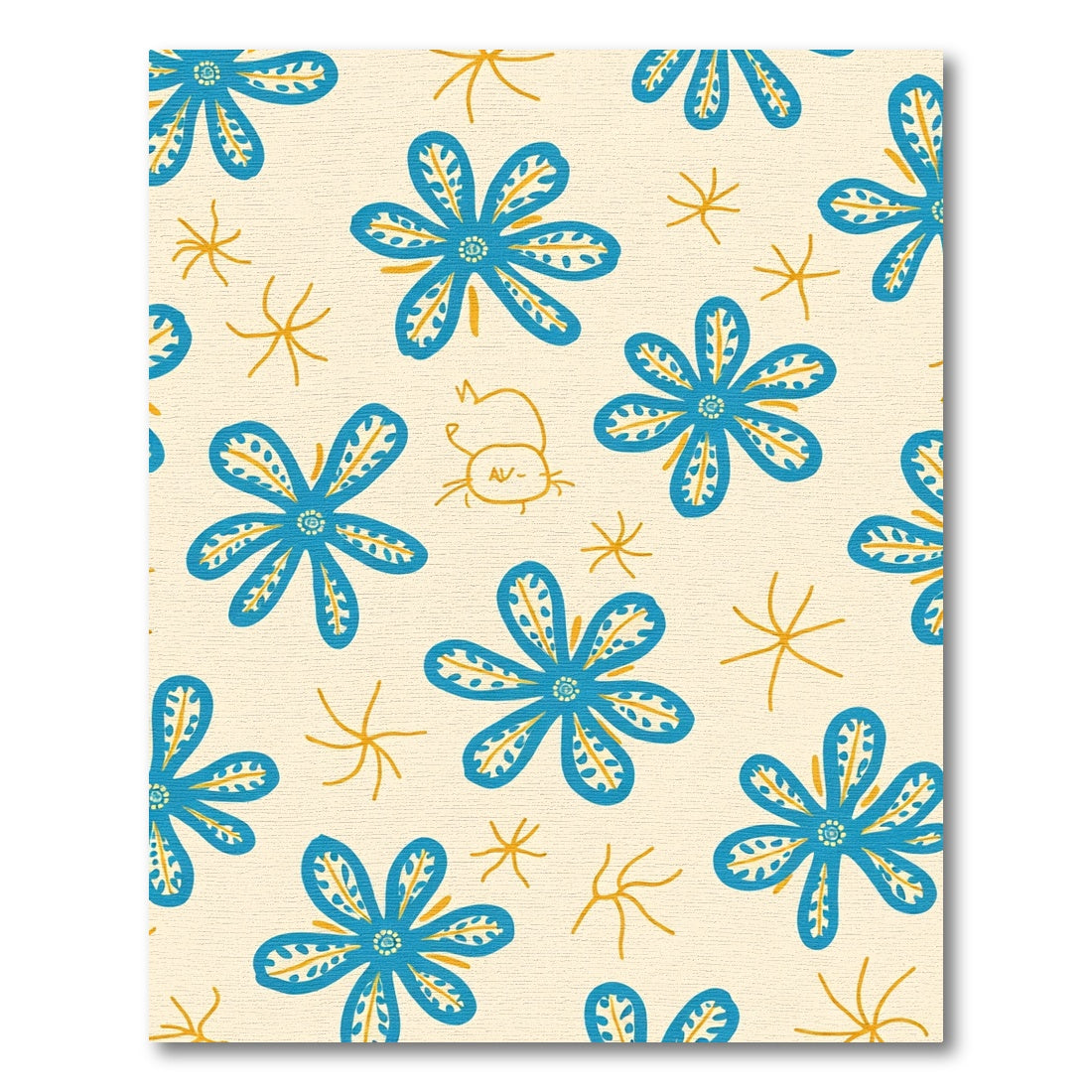 Whimsical Blue Floral Scatter Rug