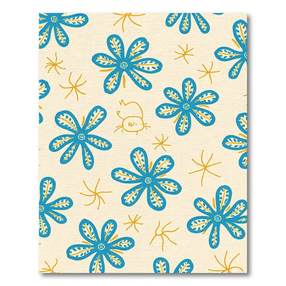 Whimsical Blue Floral Scatter Rug