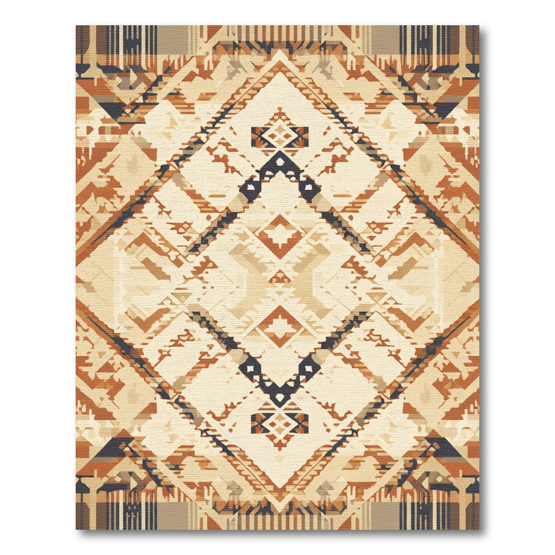 Earthy Geometric Diamond Tribal Rug