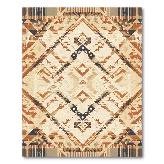 Earthy Geometric Diamond Tribal Rug