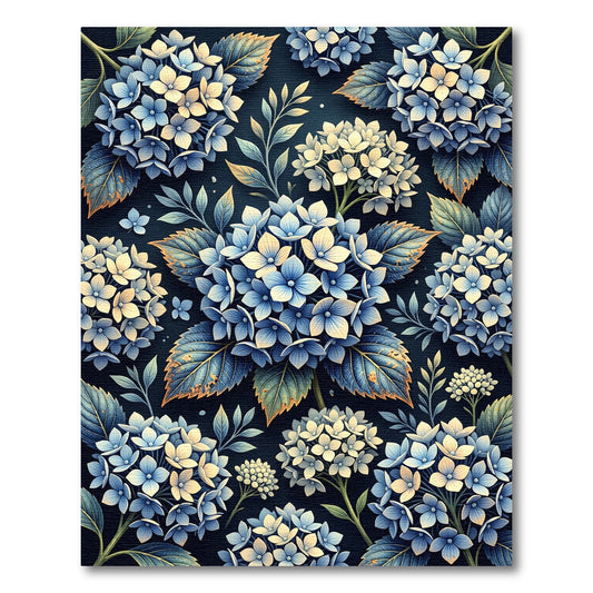 Blue White Hydrangea Botanical Garden Rug