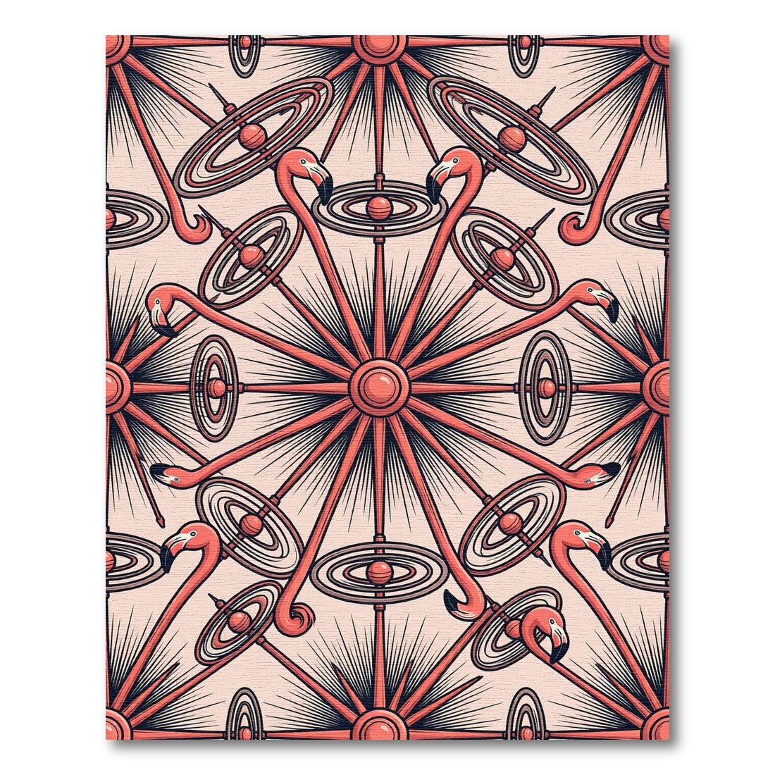 Peach Pink Flamingo Sunburst Rug