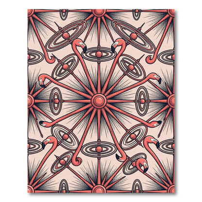 Peach Pink Flamingo Sunburst Rug