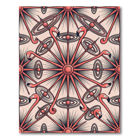 Peach Pink Flamingo Sunburst Rug