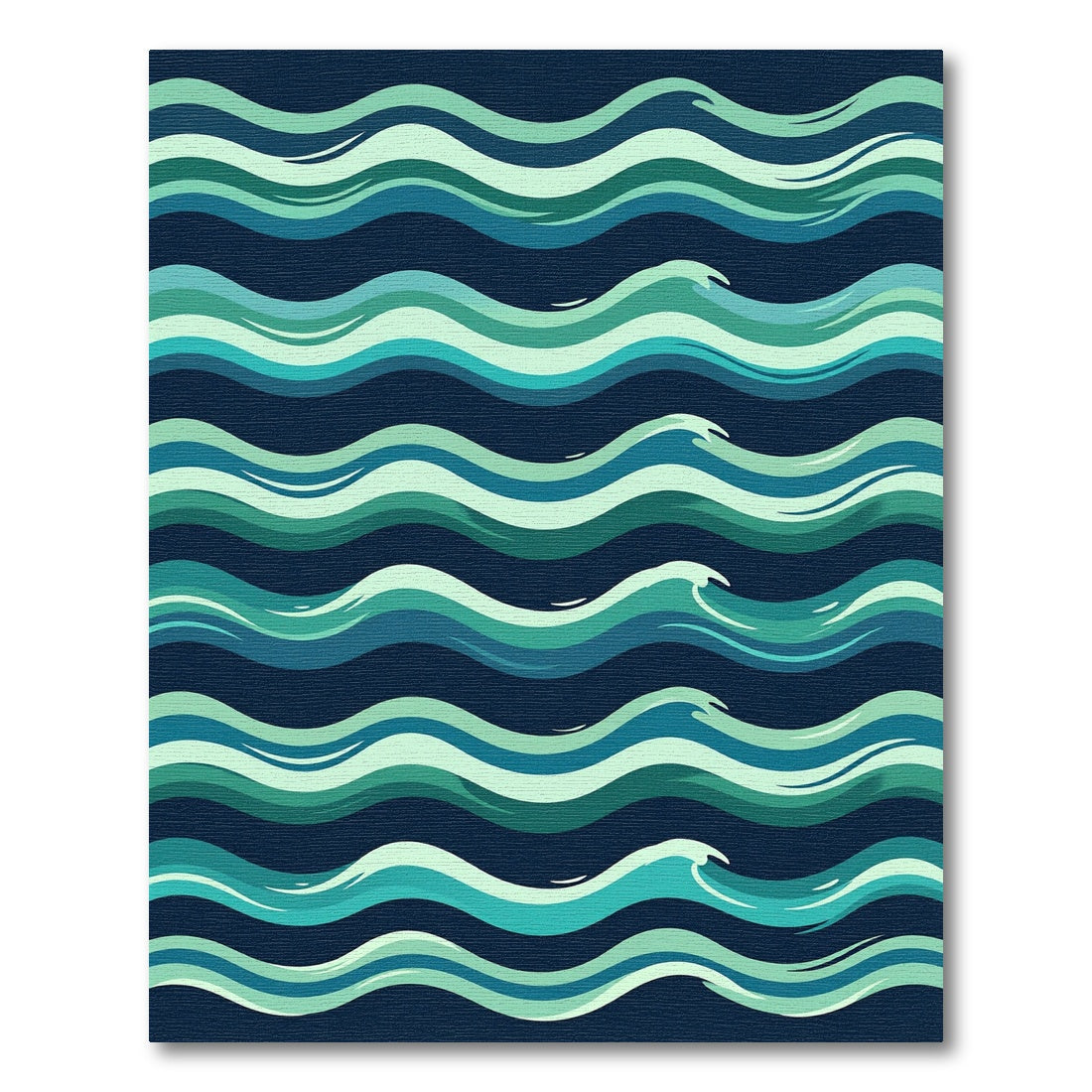 Modern Teal Blue Wavy Ocean Layers Rug