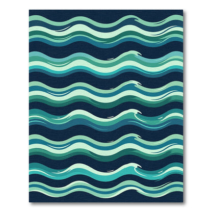 Modern Teal Blue Wavy Ocean Layers Rug