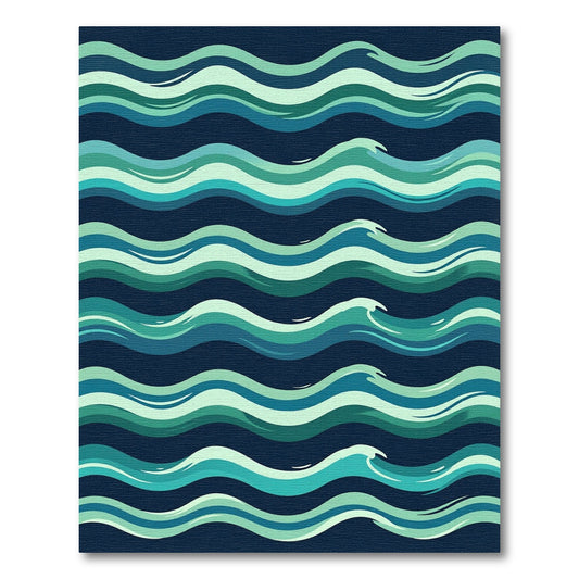 Modern Teal Blue Wavy Ocean Layers Rug
