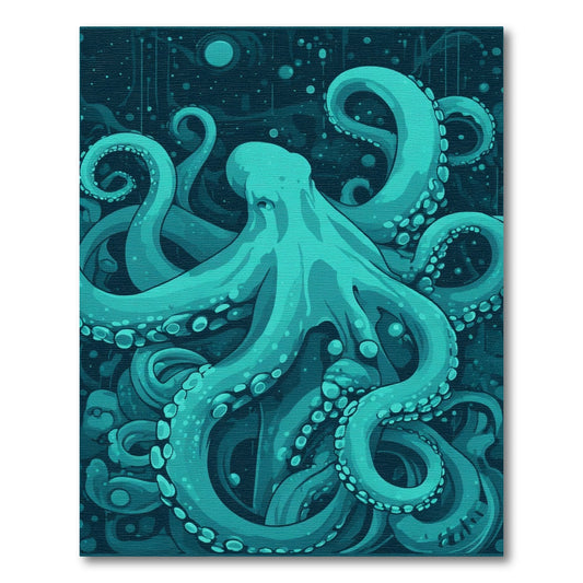 Teal Octopus Tentacle Whirlpool Rug