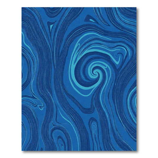 Deep Blue Swirl Marble Flow Rug
