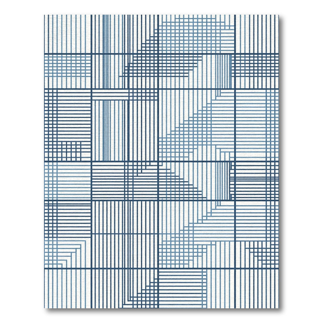 Modern Blue Line Art Geometric Rug