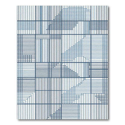Modern Blue Line Art Geometric Rug