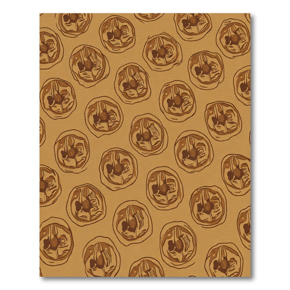 Warm Brown Walnut Halves Repeating Pattern Rug