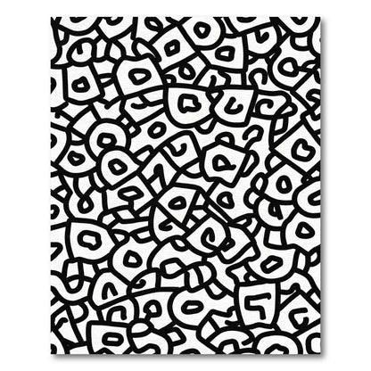 Abstract Black White Organic Shapes Rug