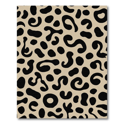 Black Spotted Tan Abstract Leopard Spot Rug