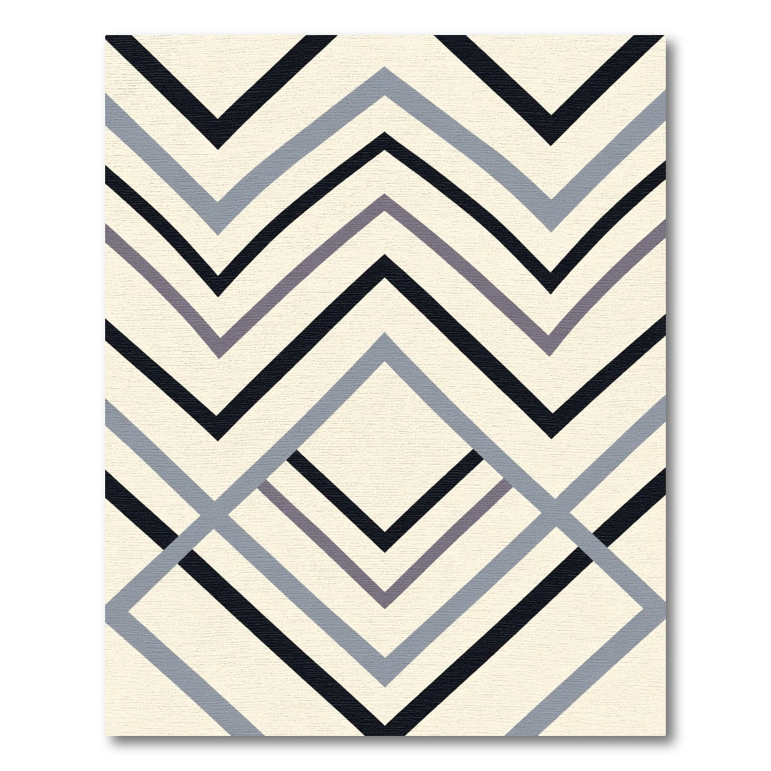Black Gray Chevron Square Arrangement Rug