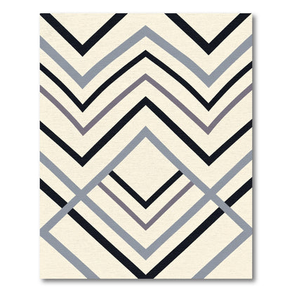 Black Gray Chevron Square Arrangement Rug