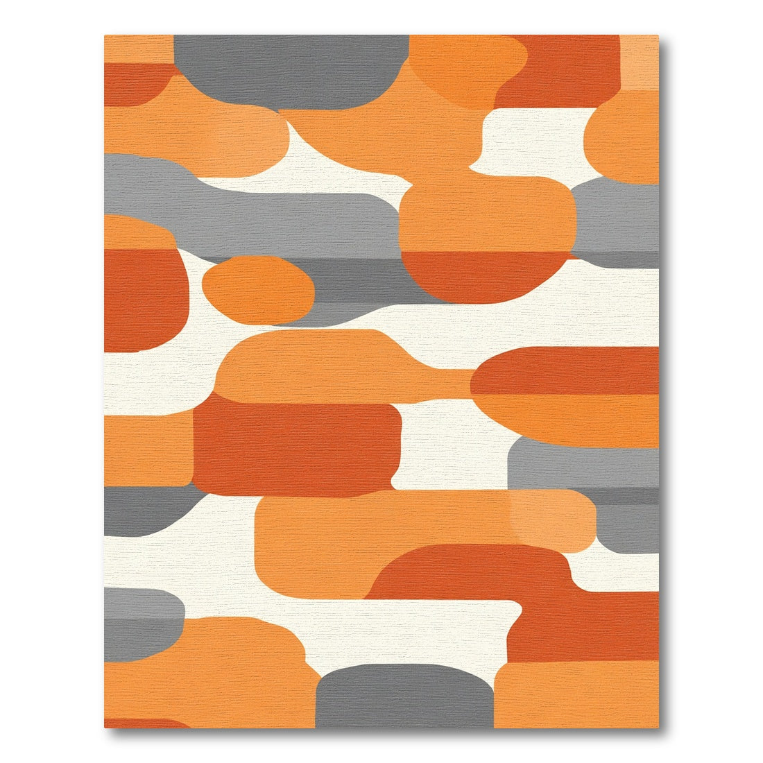 Orange Gray White Abstract Organic Shapes Rug