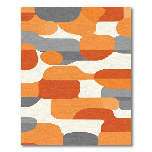 Orange Gray White Abstract Organic Shapes Rug