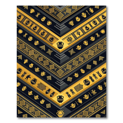 Black Gold Tribal Vase Stripes Rug