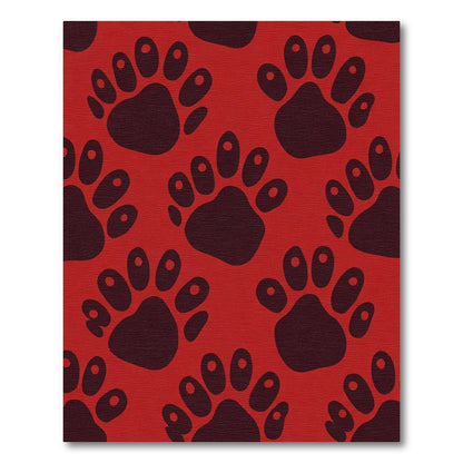Bold Crimson Paw Prints Repeating Rug