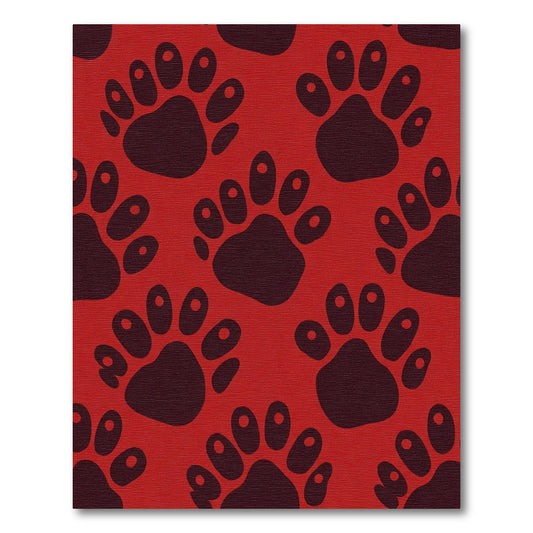 Bold Crimson Paw Prints Repeating Rug