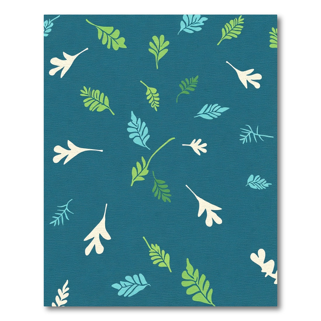 Teal Falling Leaves Garden Rug