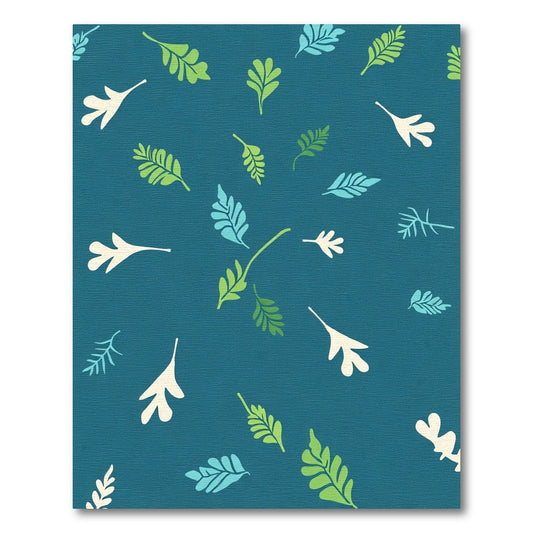 Teal Falling Leaves Garden Rug