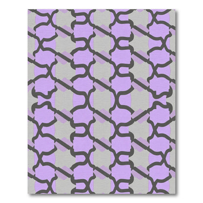 Pastel Lavender Gray Lattice Pattern Rug