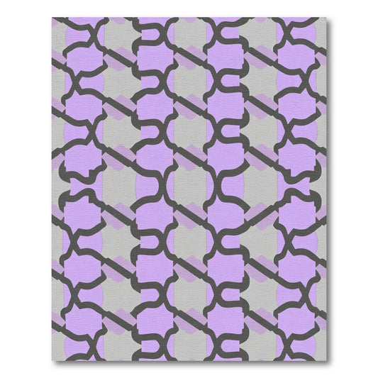 Pastel Lavender Gray Lattice Pattern Rug