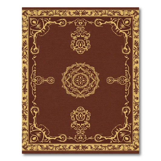 Rich Brown Ornate Floral Frame Rug
