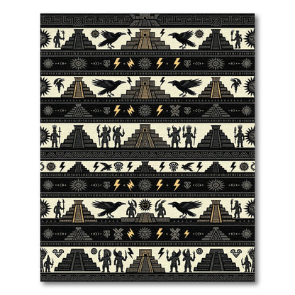 Aztec Pyramid Crow Gold Sun Striped Rug