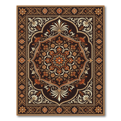 Dark Chocolate Ornate Floral Medallion Rug