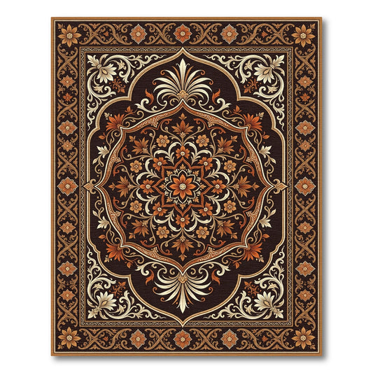 Dark Chocolate Ornate Floral Medallion Rug