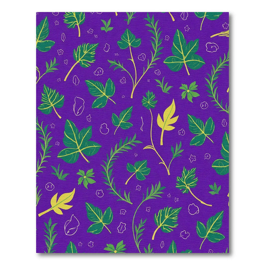 Purple And Green Leafy Vine Rug