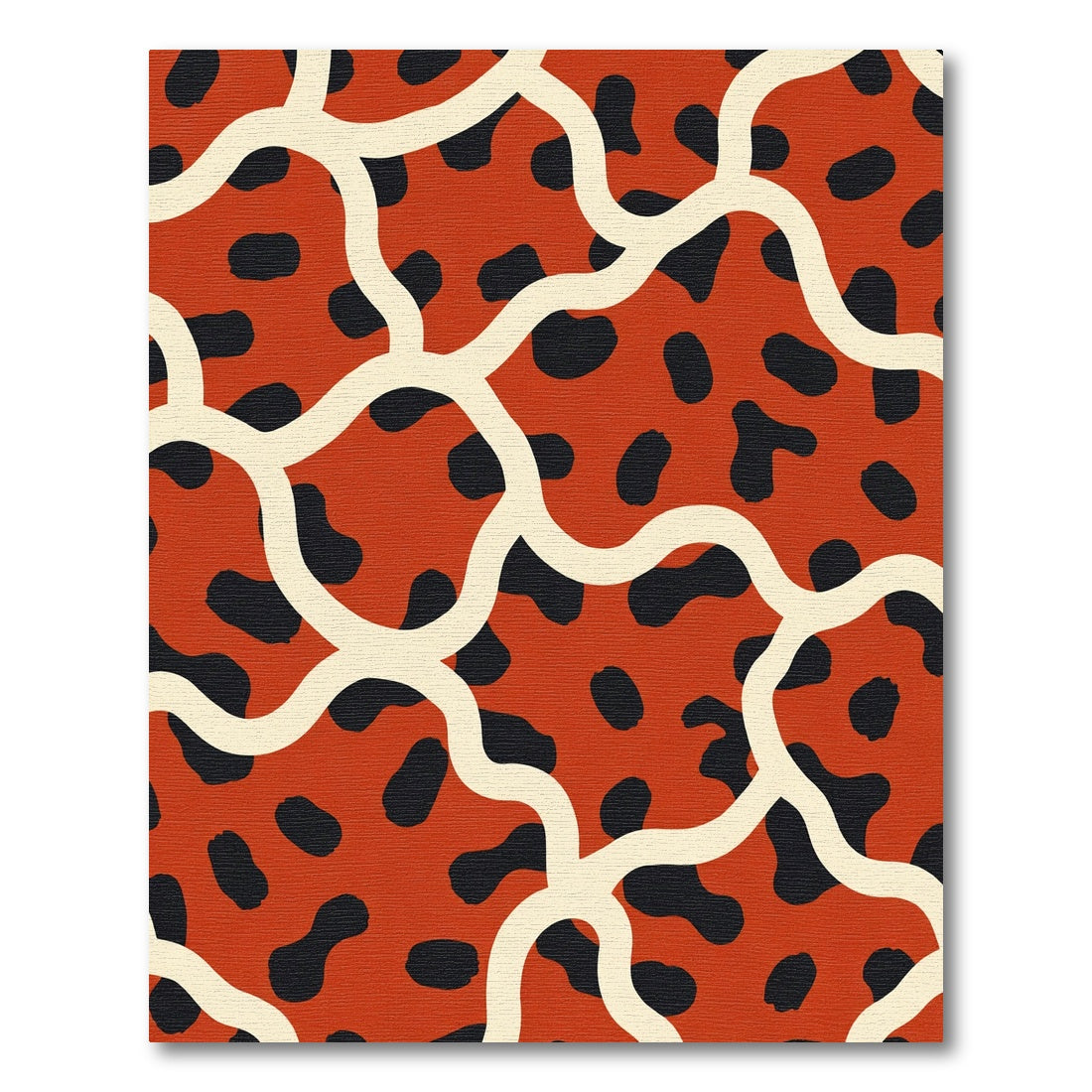 Bold Red Black Amoeba Organic Rug