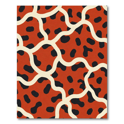 Bold Red Black Amoeba Organic Rug