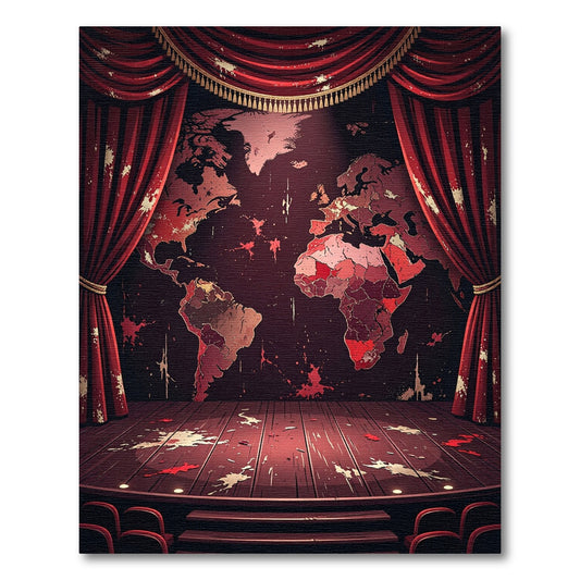 Dramatic Red World Map Splatter Rug