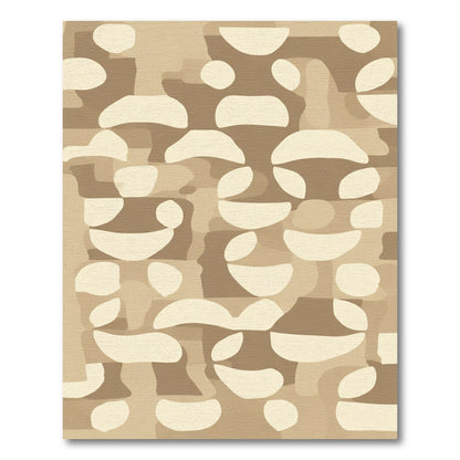 Modern Abstract Shapes Beige Rug