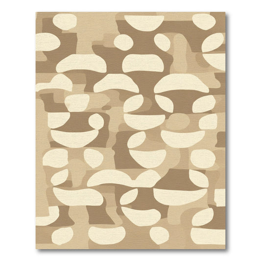 Modern Abstract Shapes Beige Rug