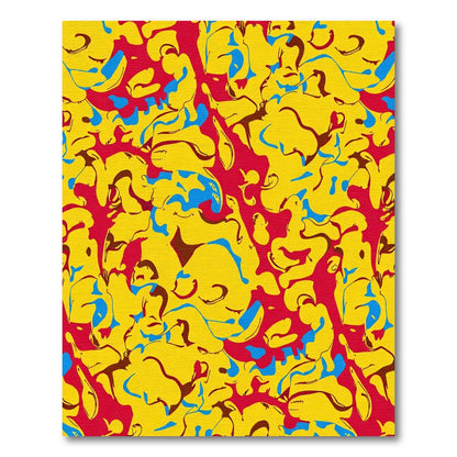 Abstract Yellow Red Blue Blob Rug
