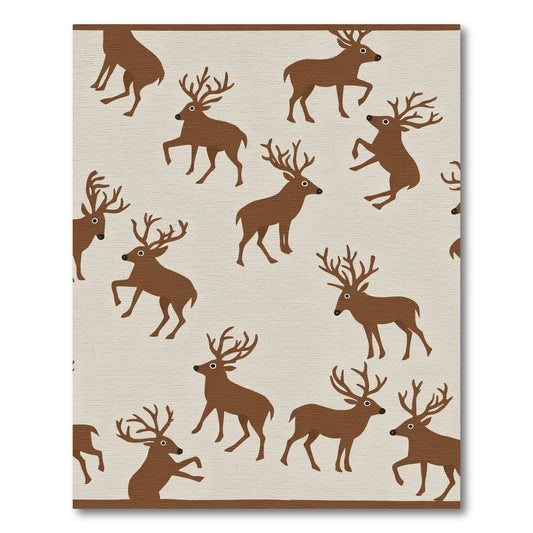 Brown Deer All Over Pattern Rug