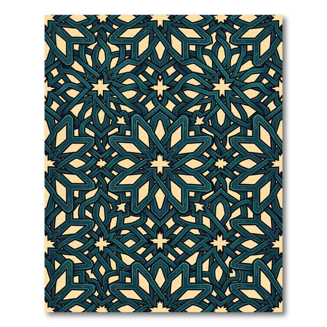 Teal Geometric Star Lattice Area Rug